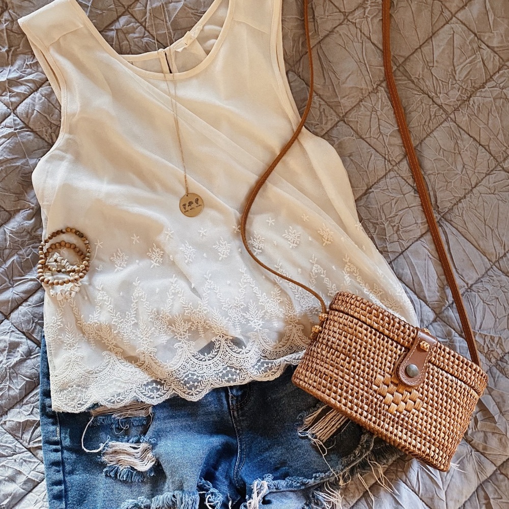White Tank With Lace Details